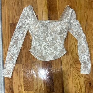 Rue21 Cream Lace Long Sleeve Blouse